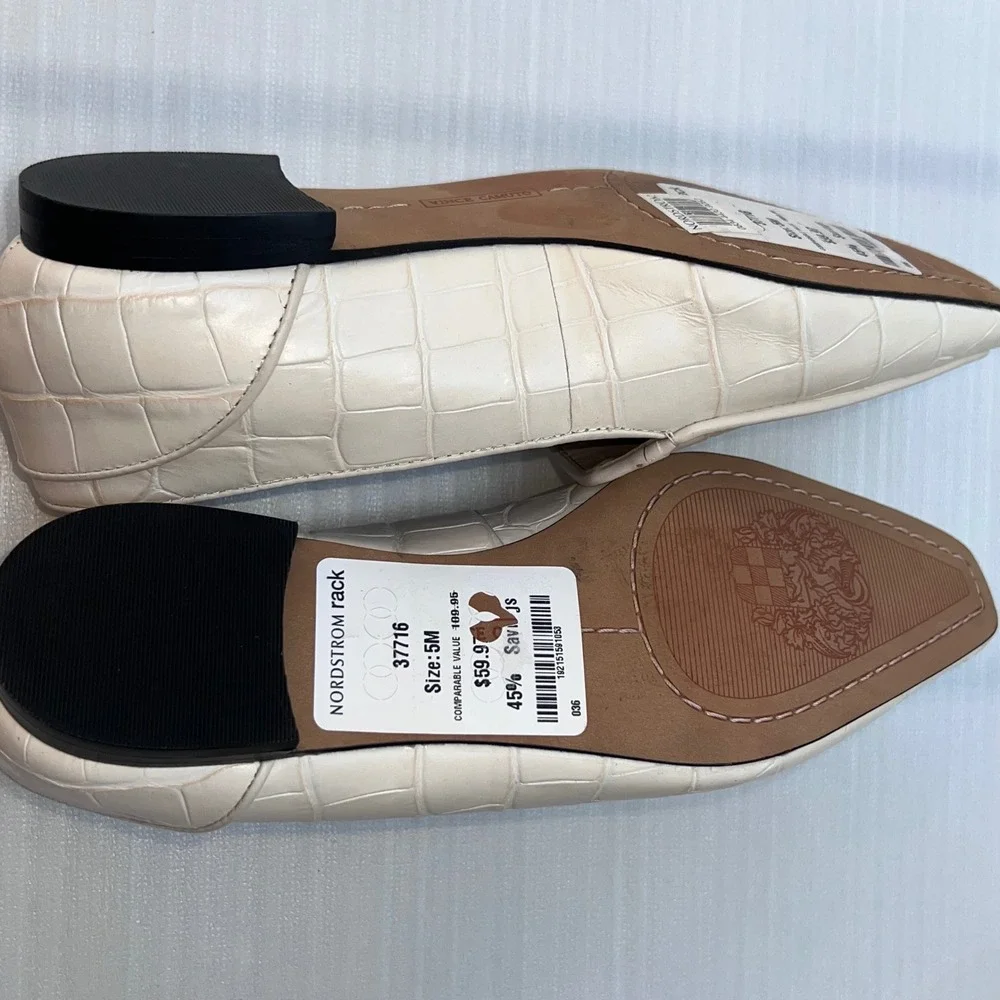 Vince Camuto Cream Croc Embossed Pointed Toe Loafers W 5M Nordstrom Rack NWT